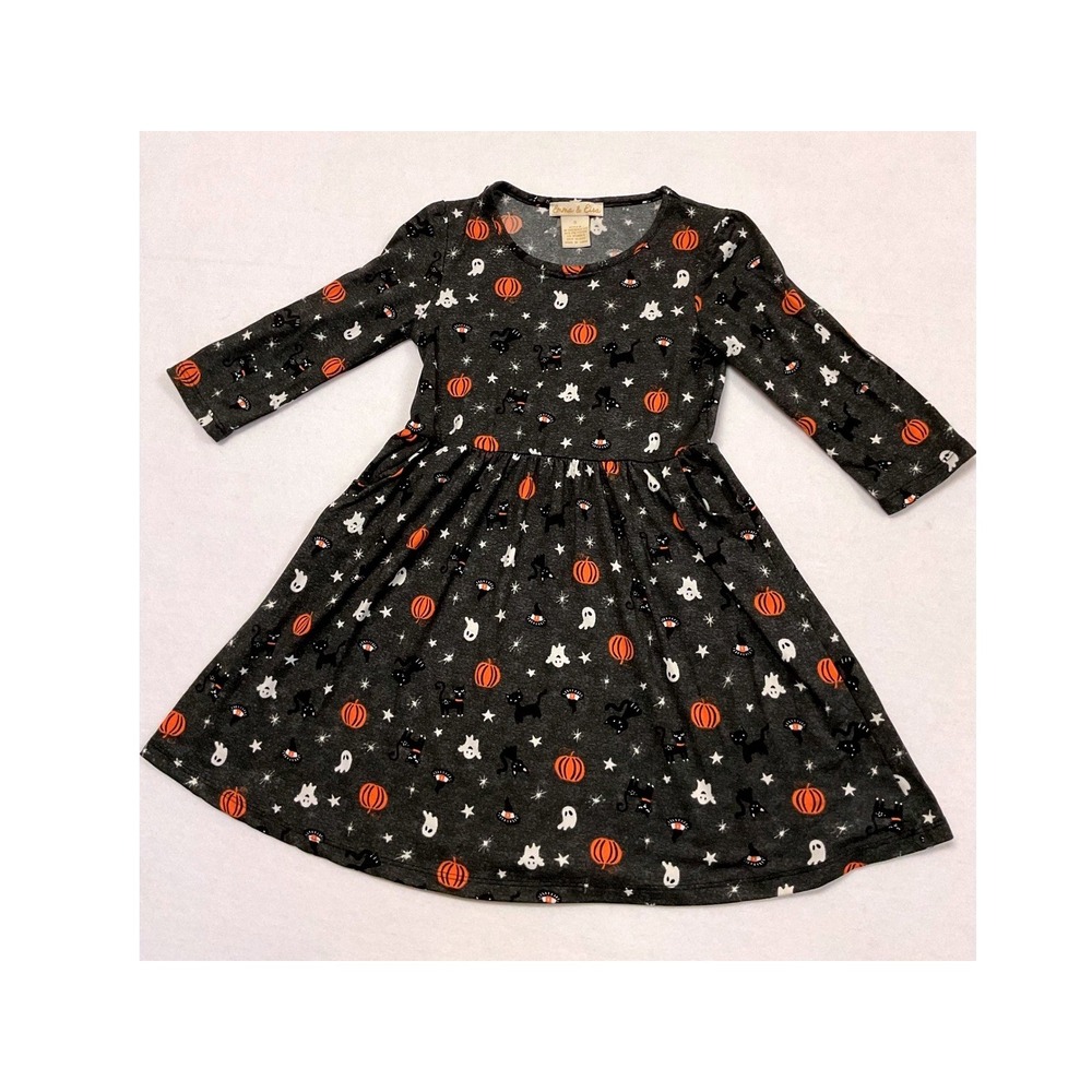 Emma & Elsa Girls Halloween Dress Grey Pumpkin Ghost Cat Size 5 SK-GKD3035H-173